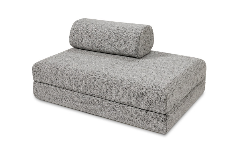 Canapé droit convertible 3 places - Tissu tweed - Gris
