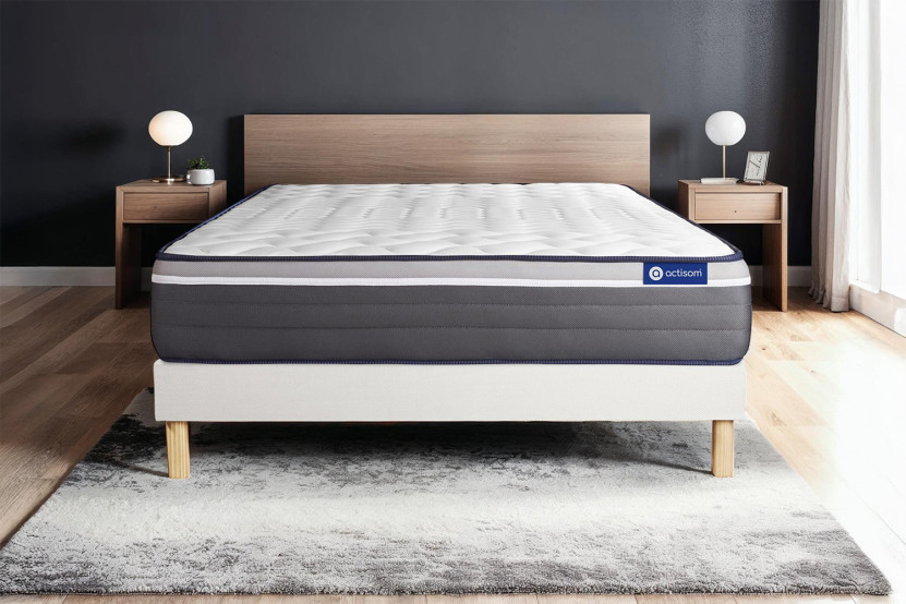 Ensemble Matelas Sommier 180x210 cm - Sommier Blanc (en kit) - Actiflex Plus