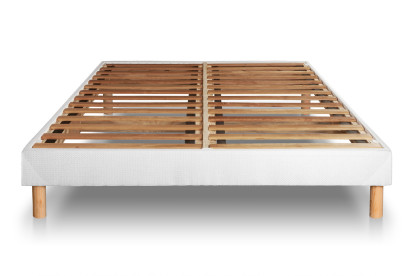 Pack lit complet 140x200 cm - Matelas + Sommier Blanc (en kit) + 2 oreillers + Couette - Suite