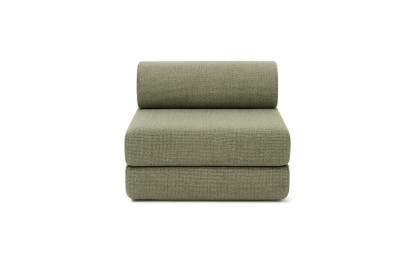 Canapé 4 places - 2 modules convertibles : Canapé 3 places + Fauteuil - Tissu tweed Vert