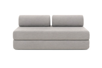 Canapé droit convertible 3 places - Tissu lisse - Gris clair