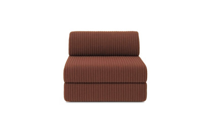 Canapé d'angle 6 places - 3 modules convertibles : Canapé 3 places + Fauteuil + Pouf - Velours côtelé XL Terracotta