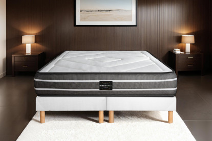 Ensemble Matelas Sommier 180x200 cm - 2 Sommiers Blancs (déjà monté) - Exclusive