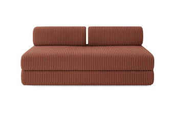 Canapé droit convertible 3 places - Velours côtelé XL - Terracotta