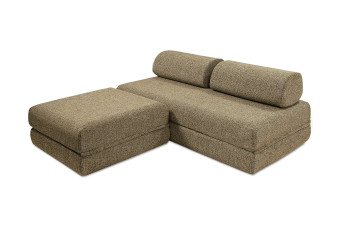 Canapé d'angle convertible 4 places - Tissu tweed - Jaune