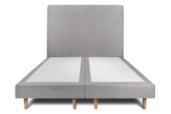 Lit 2x100x200 cm avec Tête de lit tapissée - Tissu Bouclette Gris