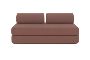Canapé droit convertible 4 places - Tissu lisse - Terracotta