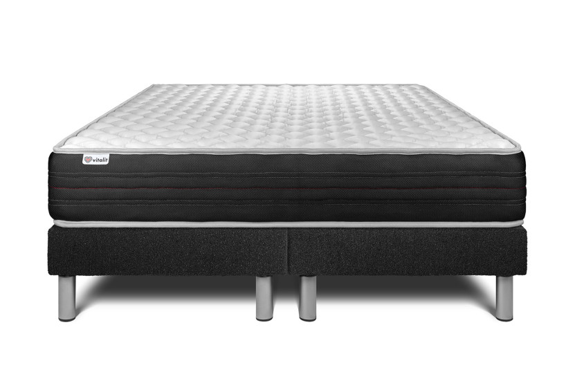 Ensemble Matelas Sommier 160x200 cm - 2 Sommiers Noir - Vitalmemo One