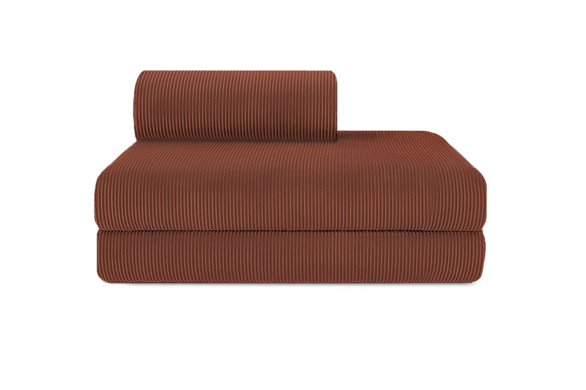 Canapé droit convertible et modulable 2 places - Velours côtelé - Terracotta