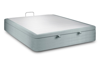Sommier Coffre 200x200 cm - Velours - Gris bleuté