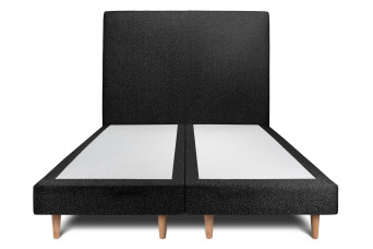 Lit 2x80x200 cm avec Tête de lit tapissée - Tissu Bouclette Noir Lit 2x80x200 cm avec Tête de lit tapissée - Tissu Bouclette Noir
