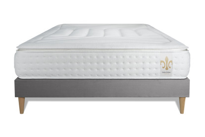Ensemble Matelas Sommier 160x200 cm - Sommier Gris (déjà monté) - Vingt-Quatre PLUS
