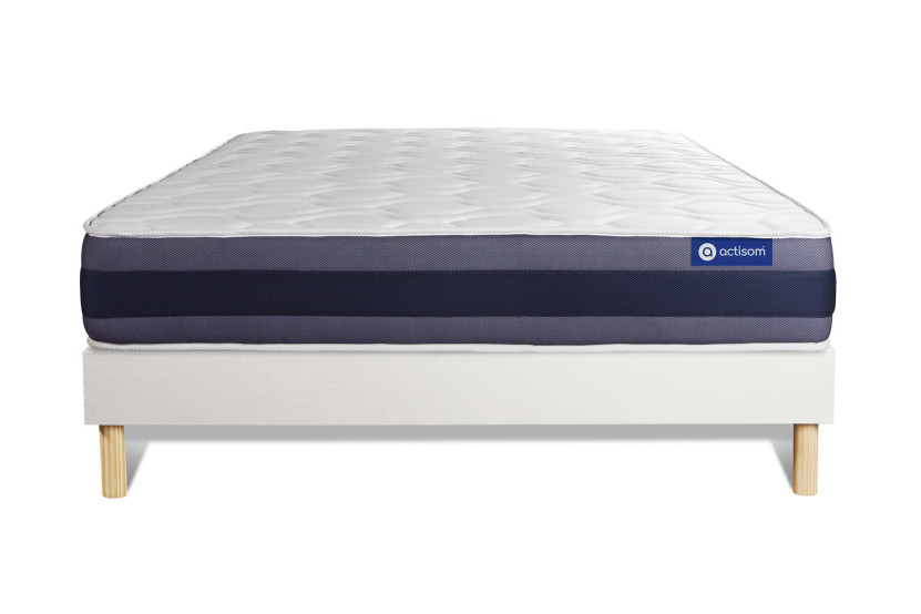 Ensemble Matelas Sommier 160x220 cm - Sommier Blanc (en kit) - Actilatex Morpho