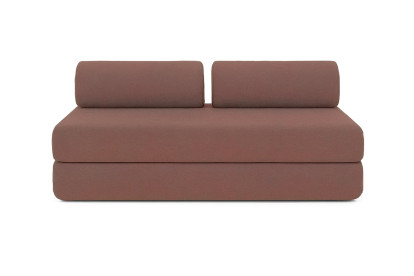 Canapé d'angle 6 places - 3 modules convertibles : Canapé 3 places + Fauteuil + Pouf - Tissu lisse Terracotta