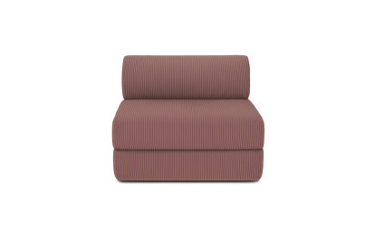 Canapé d'angle 6 places - 3 modules convertibles : Canapé 3 places + Fauteuil + Pouf - Velours côtelé Rose