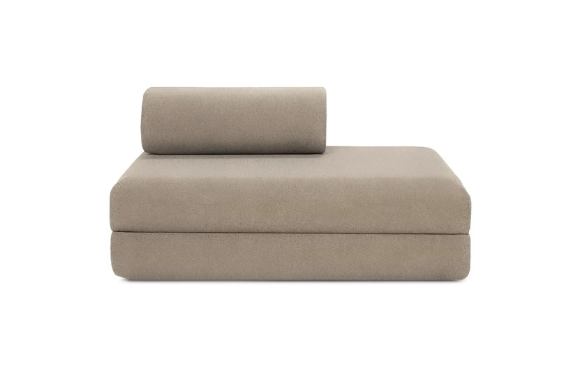 Canapé droit convertible et modulable 2 places - Tissu lisse - Taupe