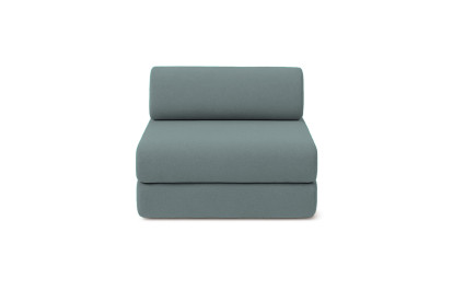 Canapé d'angle 6 places - 3 modules convertibles : Canapé 3 places + Fauteuil + Pouf - Tissu lisse Vert