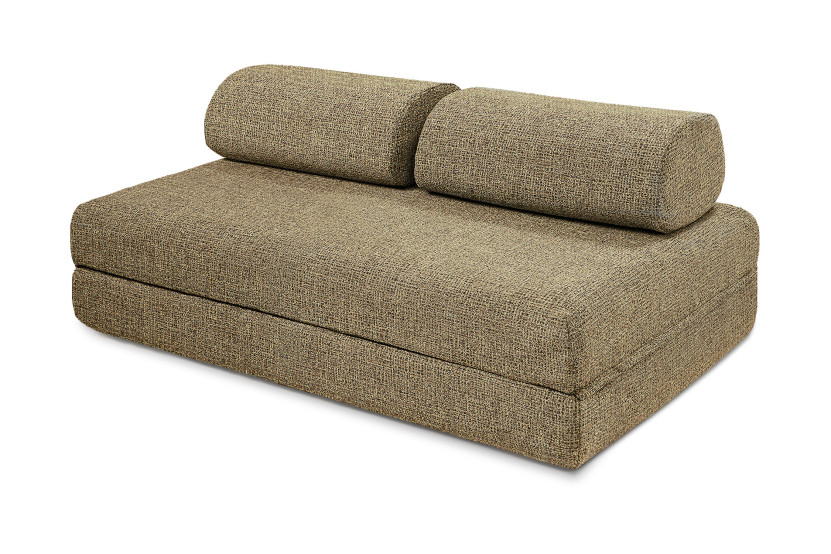 Canapé d'angle convertible 6 places - Tissu tweed - Jaune