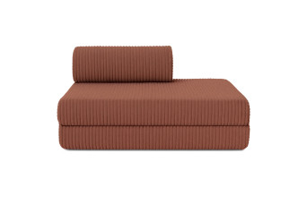Canapé droit convertible et modulable 2 places - Velours côtelé XL - Terracotta