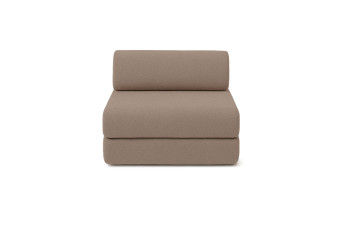 Canapé droit convertible 3 places - Tissu lisse - Marron