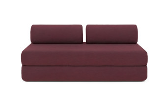 Canapé droit convertible 3 places - Tissu lisse - Rouge