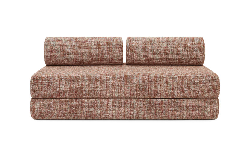 Canapé d'angle convertible 4 places - Tissu tweed - Rouge