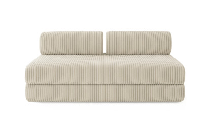 Canapé d'angle 4 places - 2 modules convertibles : Canapé 3 places + Pouf - Velours côtelé XL Beige