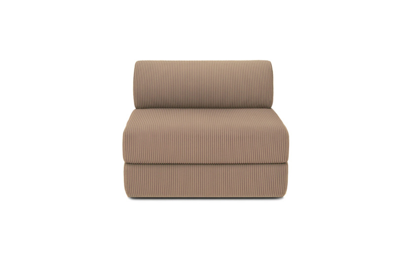 Canapé d'angle convertible 6 places - Velours côtelé - Taupe