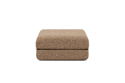 Canapé d'angle 6 places - 3 modules convertibles : Canapé 3 places + Fauteuil + Pouf - Tissu tweed Marron