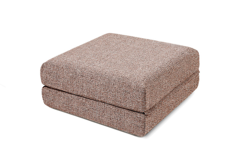 Canapé droit convertible 6 places - Tissu tweed - Rouge