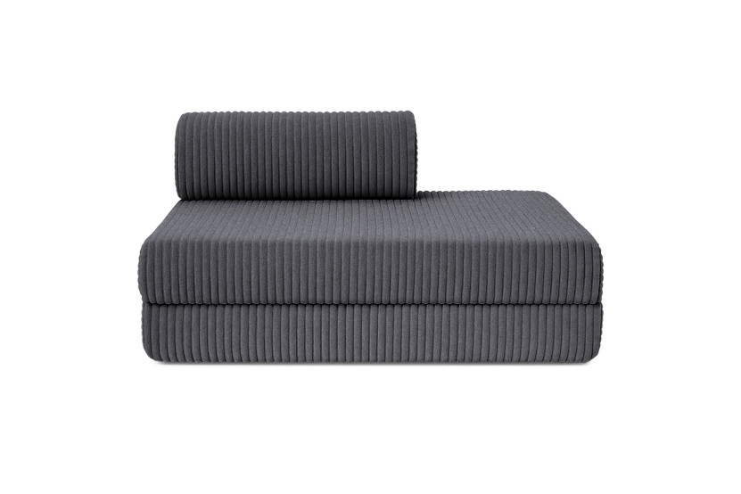 Canapé droit convertible 3 places - Velours côtelé XL - Gris