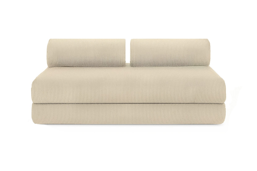 Canapé d'angle convertible 4 places - Velours côtelé - Beige