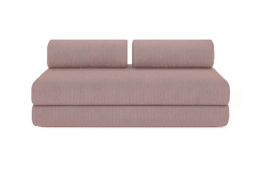 Canapé d'angle convertible 4 places - Velours côtelé - Rose pâle