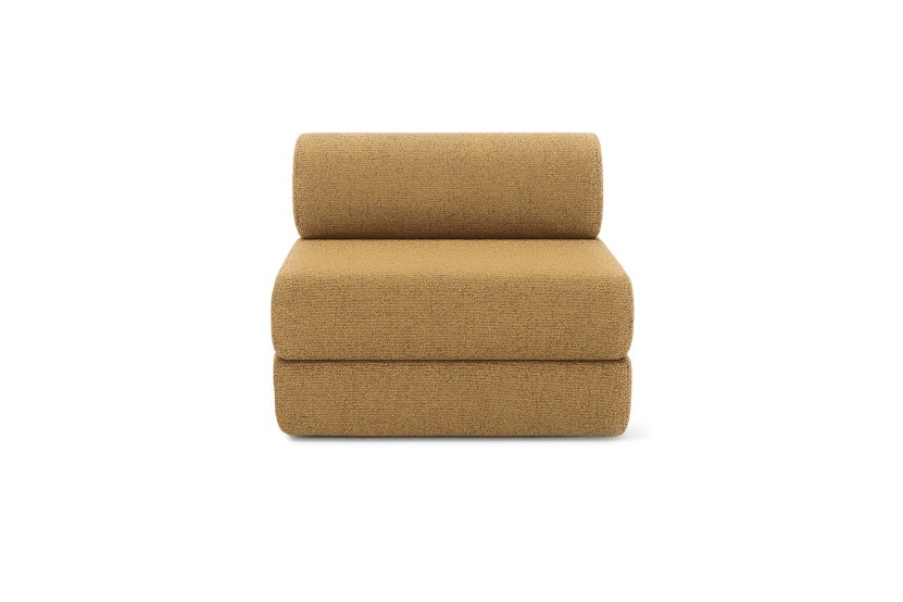 Canapé droit convertible 3 places - Tissu tweed - Jaune