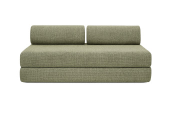 Canapé droit convertible 3 places - Tissu tweed - Vert