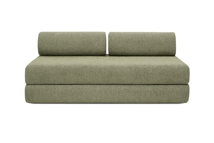 Canapé droit convertible 3 places - Tissu tweed - Vert