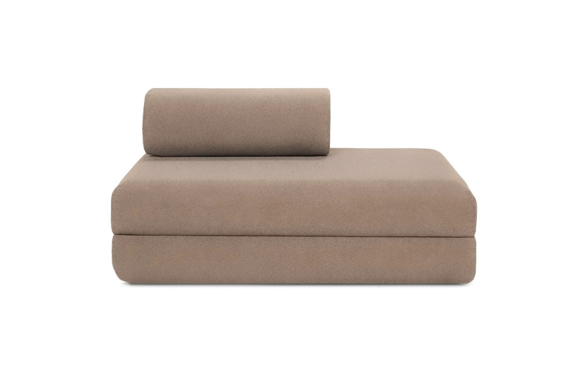 Canapé droit convertible 3 places - Tissu lisse - Marron