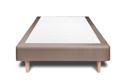 Lit 90x200 cm - Sommier tapissier H29 cm + tête de lit capitonnée - Tissu Velours Taupe