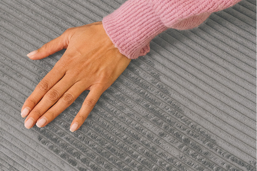 Méridienne convertible et modulable - Velours côtelé - Gris clair