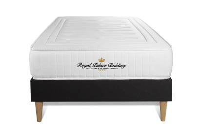 Ensemble Matelas Sommier 90x190 cm - Sommier Noir (déjà monté) - Nottingham