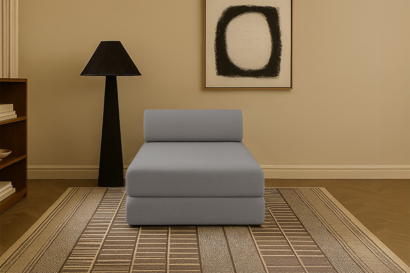 Méridienne convertible et modulable - Tissu lisse - Gris