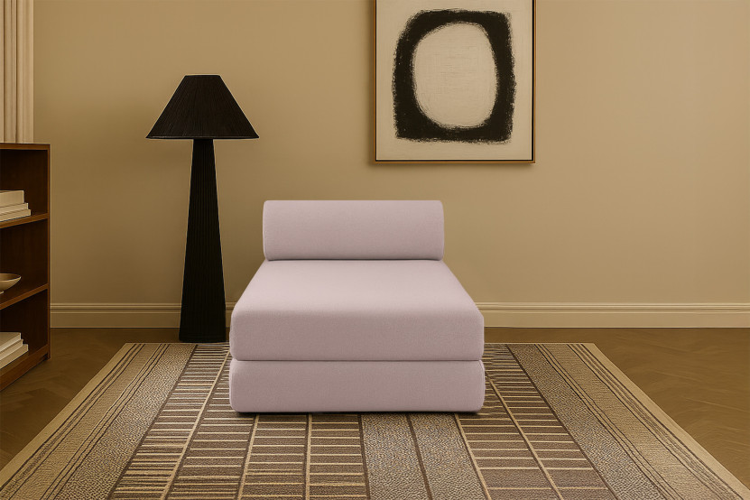 Méridienne convertible et modulable - Tissu lisse - Rose