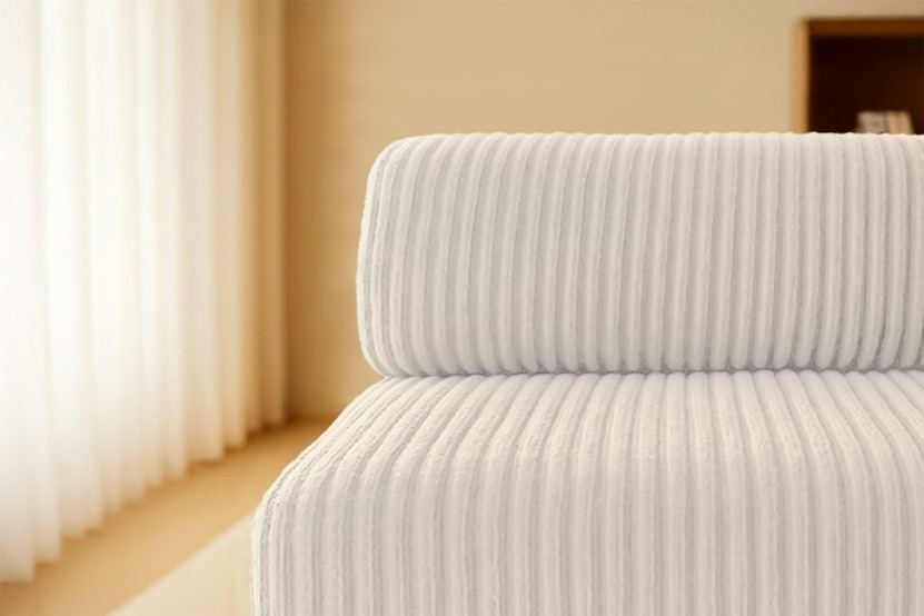Canapé droit convertible 4 places - Velours côtelé XL - Blanc