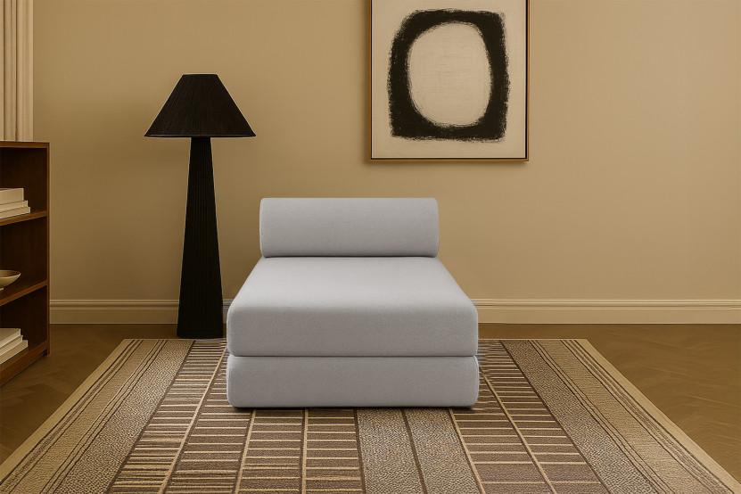 Méridienne convertible et modulable - Tissu lisse - Gris clair