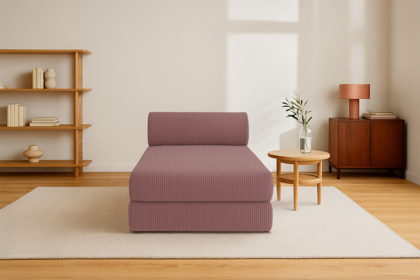 Méridienne convertible et modulable - Velours côtelé - Rose