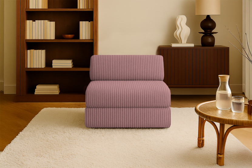 Fauteuil convertible et modulable - Velours côtelé XL - Rose