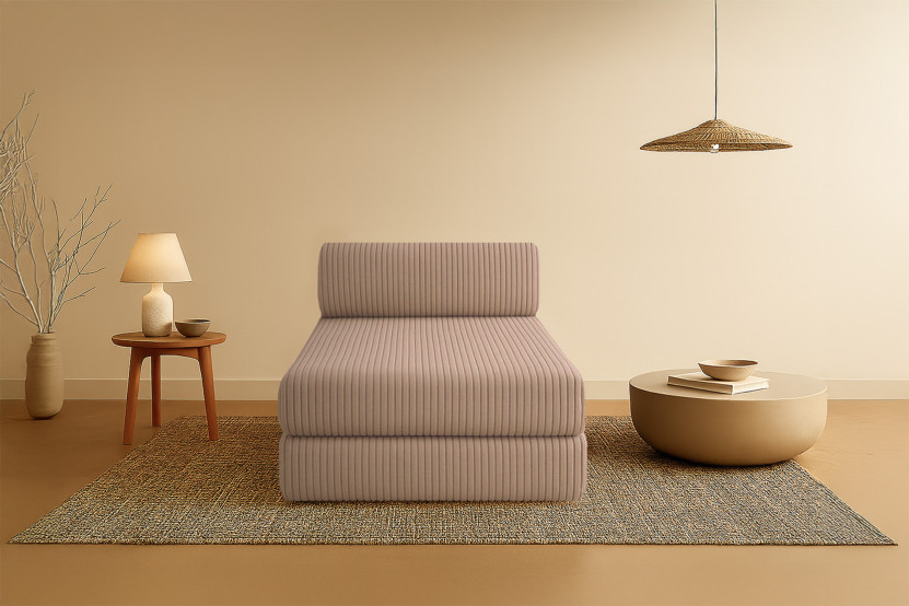 Méridienne convertible et modulable - Velours côtelé XL - Marron