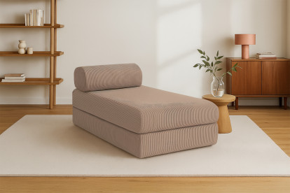 Méridienne convertible et modulable - Velours côtelé Taupe