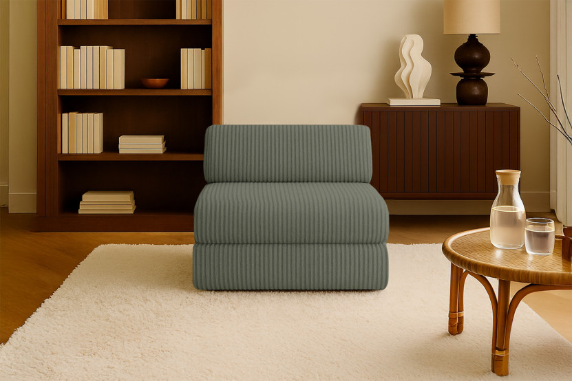 Fauteuil convertible et modulable - Velours côtelé XL - Vert