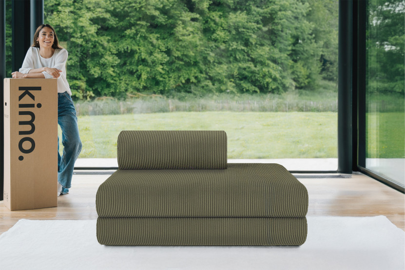 Canapé droit convertible et modulable 2 places - Velours côtelé - Vert